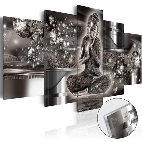 PICTURE ON ACRYLIC GLASS SILVER BUDDHA
