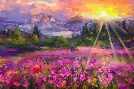 SELBSTKLEBENDE TAPETE ÖLGEMÄLDE DER LANDSCHAFT - SELBSTKLEBENDE TAPETEN - TAPETEN