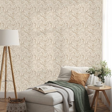 SAMOLEPÍCÍ FOTOTAPETA BÉŽOVÝ VINTAGE ORNAMENTÁLNÍ VZOR - VZOROVANÉ TAPETY - TAPETY