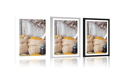 POSTER MIT PASSEPARTOUT HEILKRÄUTER - STILLLEBEN - POSTER