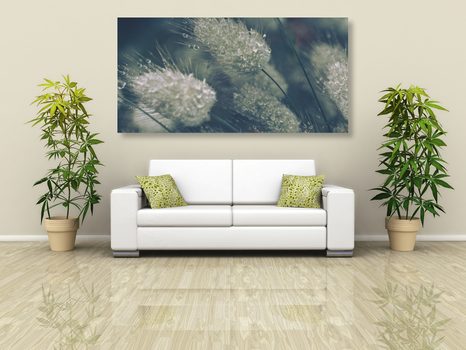 КАРТИНА НА ПЛАТНО – КАПКИ РОСА НА ТРЕВА - КАРТИНИ НА ПРИРОДАТА И ПЕЙЗАЖИ - КАРТИНИ