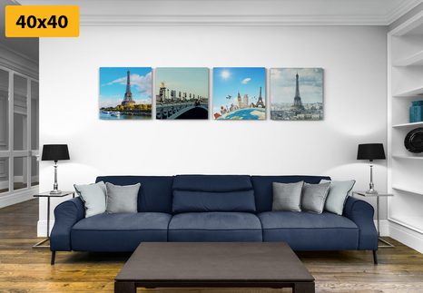 SET OBRAZŮ VÝHLED NA EIFFELOVU VĚŽ V PAŘÍŽI - SESTAVY OBRAZŮ - OBRAZY