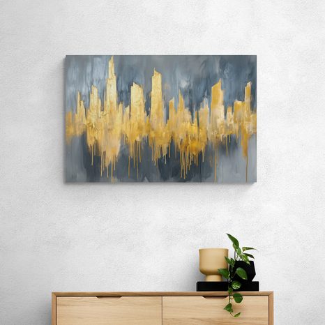 STAMPA SU TELA – PITTURA A OLIO ASTRATTA DORATA - QUADRI ASTRATTO - STAMPE E QUADRI