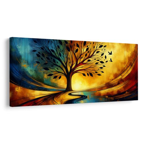 OBRAZ MAJESTÁTNÍ STROM ŽIVOTA S PTÁKY - OBRAZY STROMY ŽIVOTA - OBRAZY