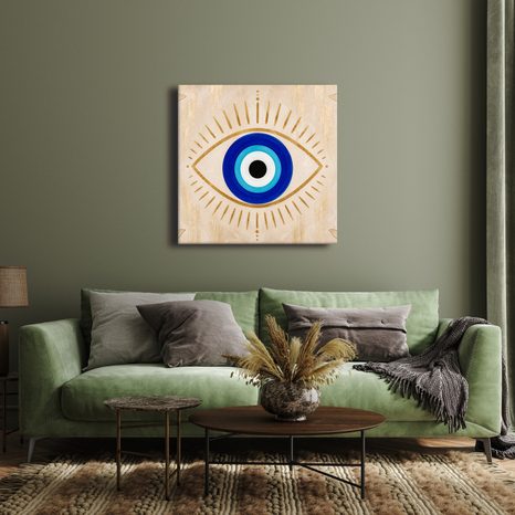 TABLEAU SUR TOILE – ŒIL MYSTIQUE AUX LIGNES DORÉES - TABLEAUX PAR THÈME - TABLEAUX