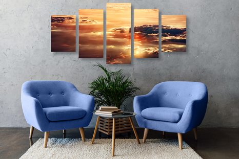 5 RÉSZES KÉP VARÁZSLATOS FELHŐK - TERMÉSZET- ÉS TÁJKÉPEK - KÉPEK