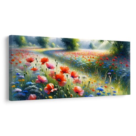 SLIKA CVETOČE POLJE POD POLETNIM NEBOM - SLIKE POLJA IN TRAVNIKI - SLIKE