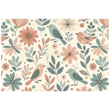 FOTOTAPETA PASTELOVÍ PTÁČCI A KVĚTINY - TAPETY PTÁCI - TAPETY