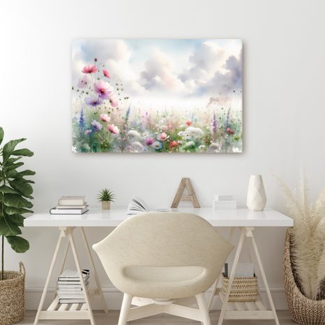 WANDBILD ROMANTISCHE BLUMENWIESE - WANDBILDER FELDER UND WIESEN - BILDER