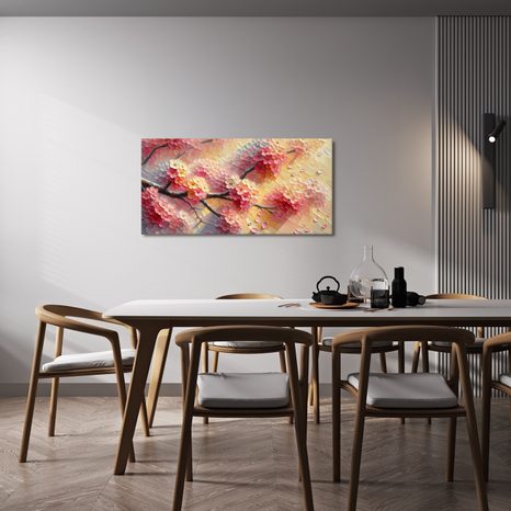 WANDBILD ROMANTISCHE BLÜTEN AM ZWEIG - BILDER BLUMEN - BILDER