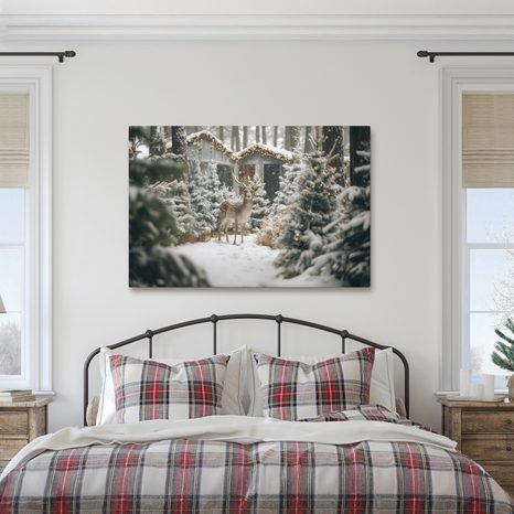 OBRAZ VÁNOČNÍ JELEN V LESE - VÁNOČNÍ A ZIMNÍ OBRAZY - OBRAZY