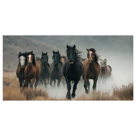 WANDBILD PFERDEHERDE IN BEWEGUNG - BILDER VON PFERDEN - BILDER