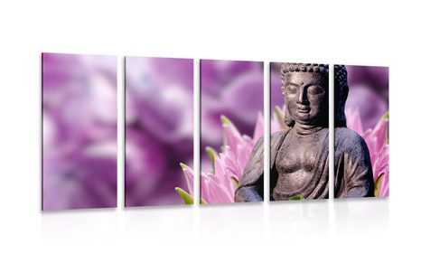 5-TEILIGES WANDBILD FRIEDLICHER BUDDHA - BILDER MIT FENG SHUI-MOTIVEN - BILDER