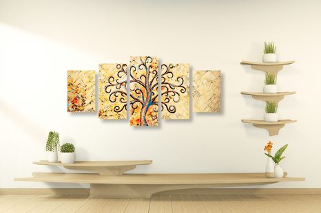 QUADRI 5 PEZZI – SIMBOLO DELL'ALBERO DELLA VITA - QUADRI ALBERI DELLA VITA - STAMPE E QUADRI