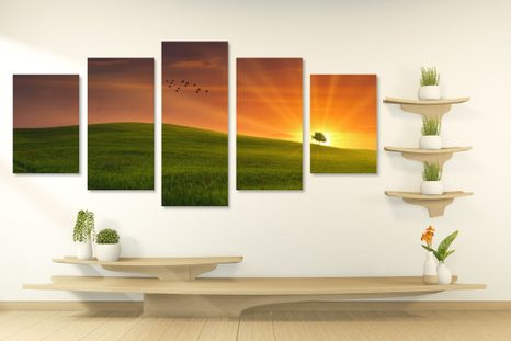 5-DIELNY OBRAZ STROM NA LÚKE - OBRAZY PRÍRODY A KRAJINY - OBRAZY