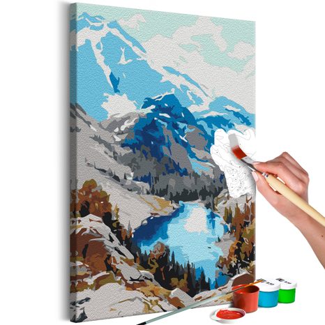 PICTURE PAINTING BY NUMBERS LAKE IN THE MOUNTAINS
