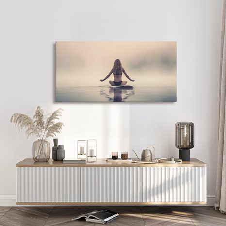 QUADRO SU TELA – MEDITAZIONE AL CENTRO DEL LAGO - QUADRI DI DONNE - STAMPE E QUADRI