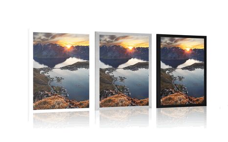 POSTER – PANORAMA MONTANO AFFASCINANTE AL TRAMONTO - NATURA - POSTER