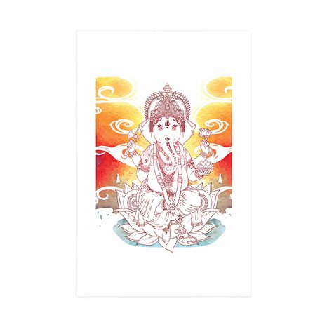 POSTER WITH MOUNT HINDU GANESHA - FENG SHUI - POSTERS