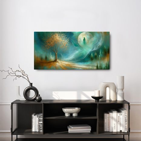 WANDBILD MAGISCHER LEBENSBAUM IN DER NACHT - BILDER BÄUME DES LEBENS - BILDER