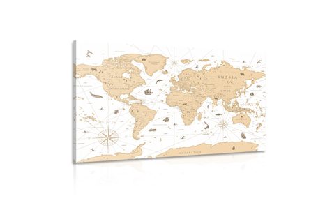 QUADRO SU TELA – MAPPA BEIGE - QUADRI MAPPE - STAMPE E QUADRI