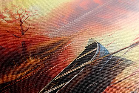 OBRAZ ČLUN V KLIDNÉM VÝCHODĚ SLUNCE - OBRAZY JEZERA - OBRAZY