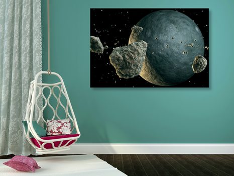 OBRAZ METEORITY V OKOLÍ PLANÉTY - OBRAZY VESMÍRU A HVIEZD - OBRAZY