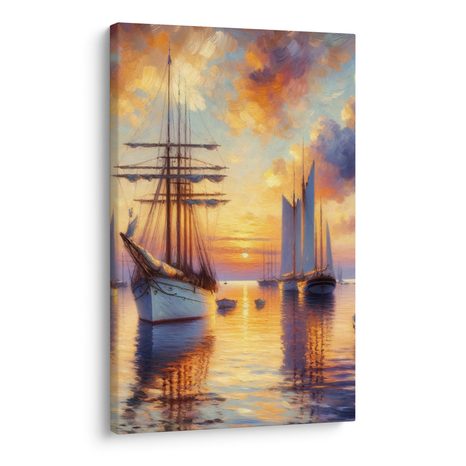 WANDBILD SEGELBOOT IN DER DÄMMERUNG - BILDER MEER UND STRAND - BILDER