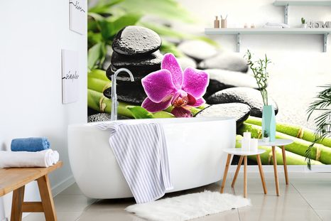 SAMOLEPÍCÍ FOTOTAPETA ZÁTIŠÍ S FIALOVOU ORCHIDEJÍ - SAMOLEPÍCÍ TAPETY - TAPETY