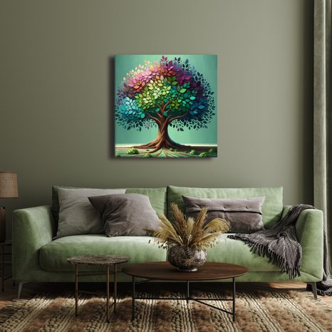 OBRAZ BAREVNÝ STROM ŽIVOTA NA PLÁTNĚ - OBRAZY STROMY ŽIVOTA - OBRAZY