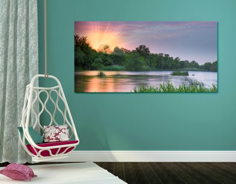 КАРТИНА НА ПЛАТНО – ИЗГРЕВ НА РЕКА - КАРТИНИ НА ПРИРОДАТА И ПЕЙЗАЖИ - КАРТИНИ