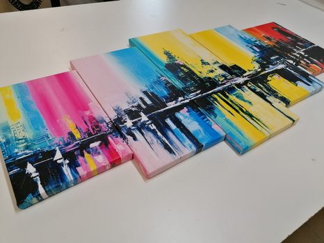 TABLOU 5-PIESE ORAȘ PICTURA ÎN ULEI - TABLOURI CU ORAȘE - TABLOURI