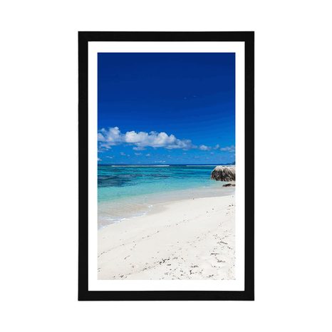 POSTER WITH MOUNT ANSE SOURCE BEACH - NATURE - POSTERS
