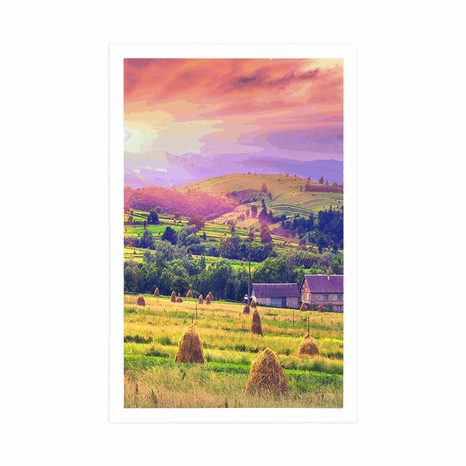 AFFICHE – MEULES DE FOIN DANS LES CARPATES - NATURE - AFFICHES