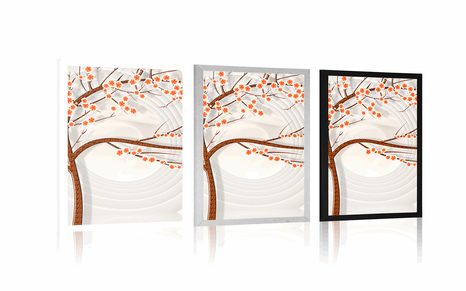 PLAKÁT MODERNÍ STROM NA ABSTRAKTNÍM POZADÍ - ABSTRAKTNÍ A VZOROVANÉ - PLAKÁTY