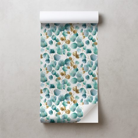 SAMOLEPÍCÍ FOTOTAPETA ZLATÉ A TYRKYSOVÉ LISTY - TAPETY PODLE MOTIVU - TAPETY