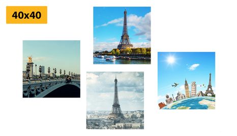 SET OBRAZŮ VÝHLED NA EIFFELOVU VĚŽ V PAŘÍŽI - SESTAVY OBRAZŮ - OBRAZY