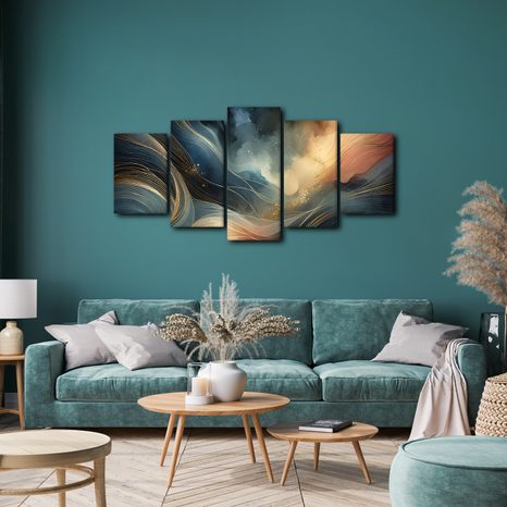 5-DÍLNÝ OBRAZ TICHÉ PROUDĚNÍ SNŮ - OBRAZY ABSTRAKTNÍ TVARY - OBRAZY