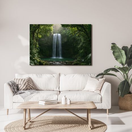 CANVASTAVLA TROPISKT VATTENFALL I REGNSKOGEN - TAVLOR MED SKOG - TAVLOR