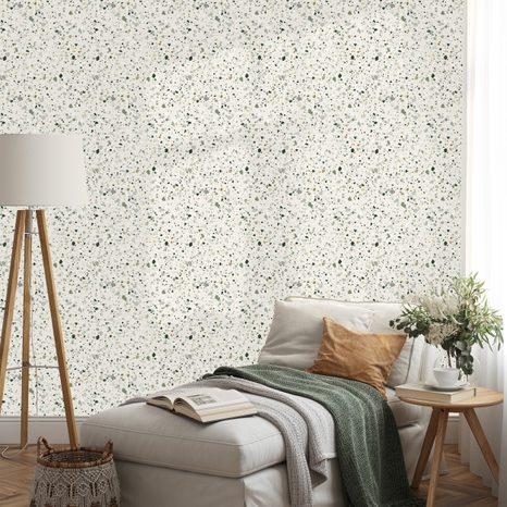 TAPETE SANFTES GRÜNES TERRAZZO-MUSTER - GEMUSTERTE TAPETEN - TAPETEN