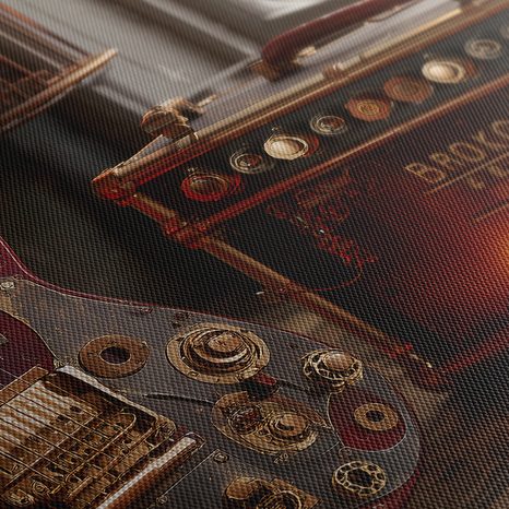 SLIKA GITARA S RETRO POJAČALOM - GLAZBENE SLIKE - SLIKE