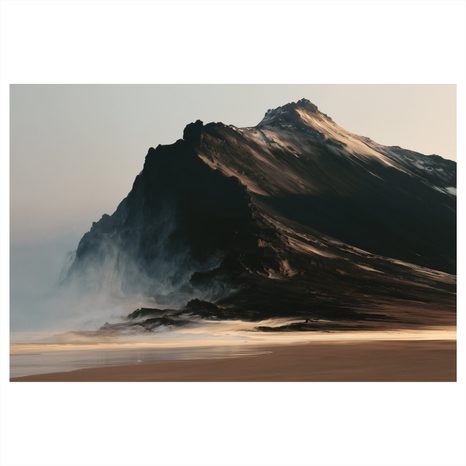 TABLEAU SUR TOILE – MASSIF MONTAGNEUX SOMBRE DANS LA BRUME - TABLEAUX DE MONTAGNE - TABLEAUX