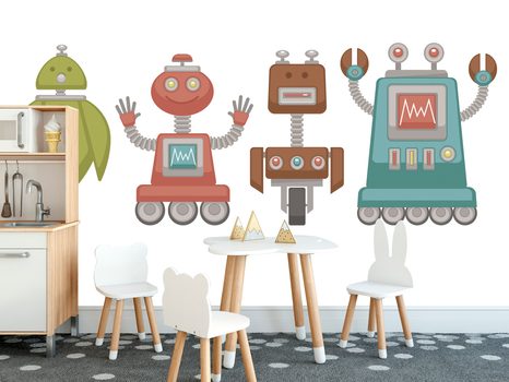 TAPETA RODINKA ROBOTŮ - DĚTSKÉ TAPETY - TAPETY