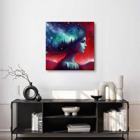 WANDBILD TRAUMHAFTE GALAXIE UND SILHOUETTE - WANDBILDER FRAUEN - BILDER