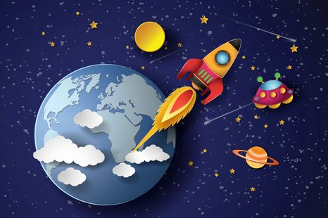 STAMPA SU TELA – VERSO LO SPAZIO - QUADRI PER BAMBINI - STAMPE E QUADRI