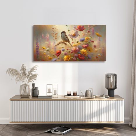 OBRAZ VRABEC NA LETNÍ LOUCE - OBRAZY PTÁCI - OBRAZY