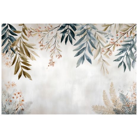 PAPIER PEINT PANORAMIQUE ADHÉSIF – FEUILLES ET FLEURS PASTEL - PAPIERS PEINTS FLEURS - PAPIERS PEINTS PANORAMIQUES