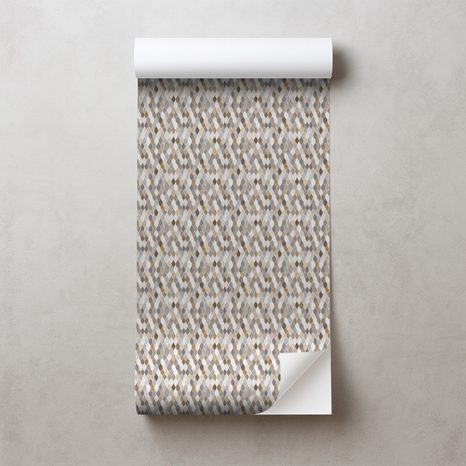 SAMOLEPÍCÍ TAPETA HNĚDO-BÉŽOVÁ GEOMETRIE NA ŠEDÉ - VZOROVANÉ TAPETY - TAPETY