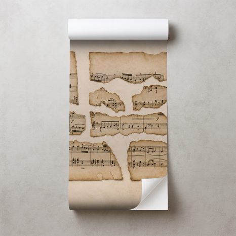SELBSTKLEBENDE TAPETE VINTAGE NOTENBLÄTTER - MUSIK FOTOTAPETEN - TAPETEN
