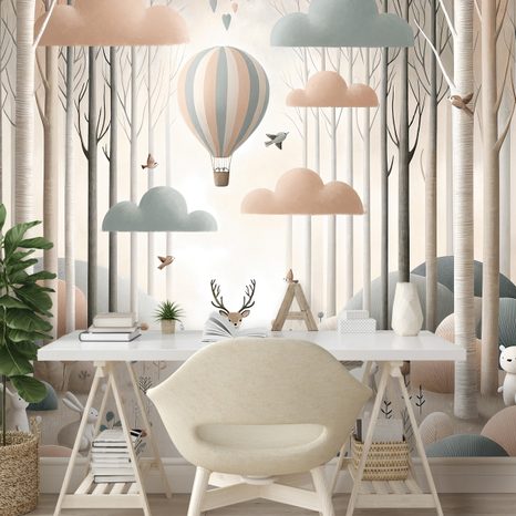 TAPETA LESNÍ POHÁDKA S BALÓNEM - DĚTSKÉ TAPETY - TAPETY
